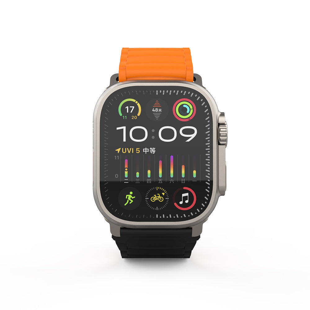 Apple Watch Ultra 49mm Zore KRD-122 Silikon Kordon Strap Kayış Siyah-Yeşil