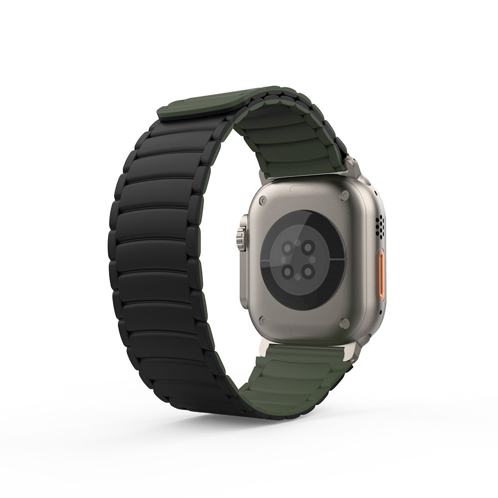 Apple Watch Ultra 49mm Zore KRD-122 Silikon Kordon Strap Kayış Siyah-Yeşil