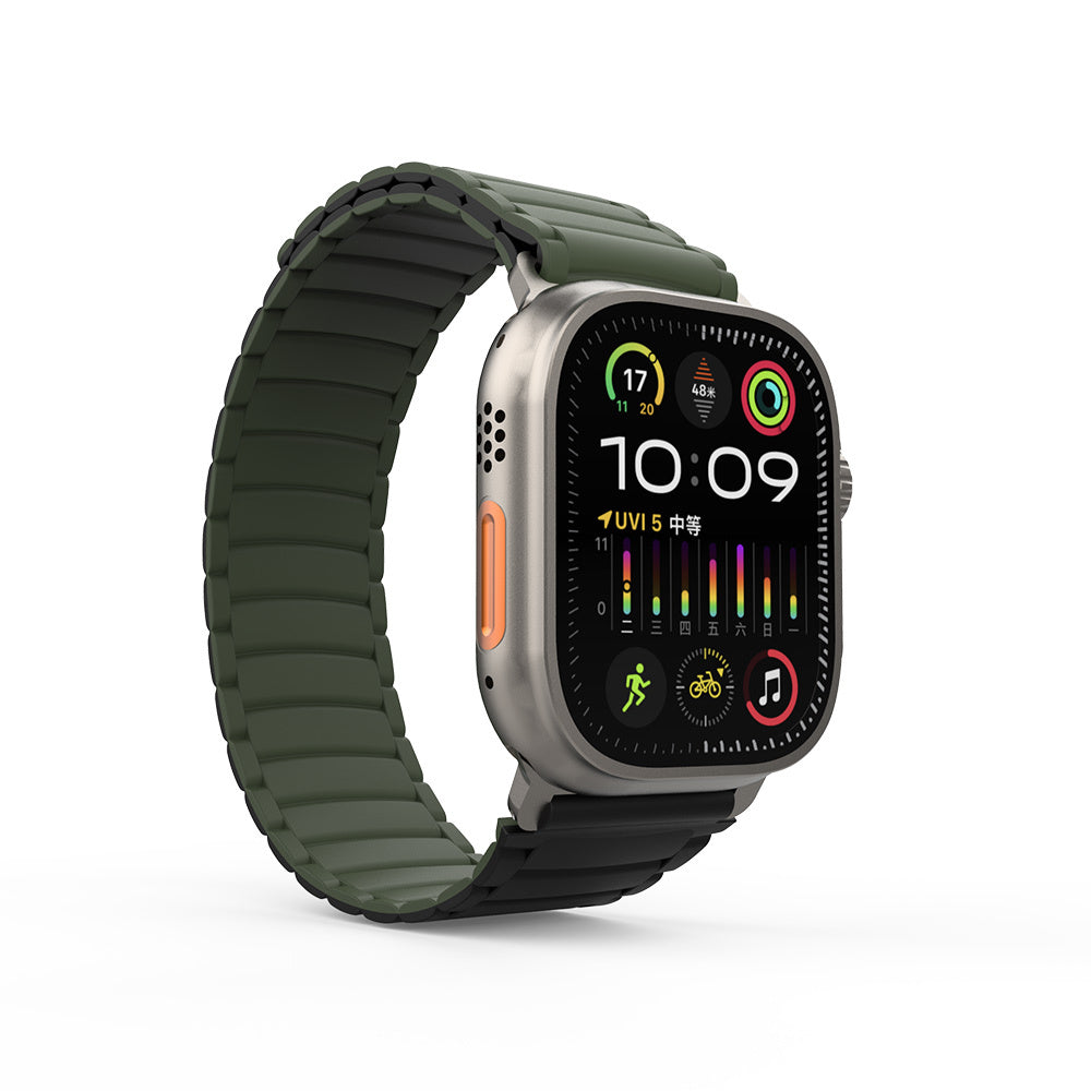 Apple Watch Ultra 49mm Zore KRD-122 Silikon Kordon Strap Kayış Kahverengi-Krem