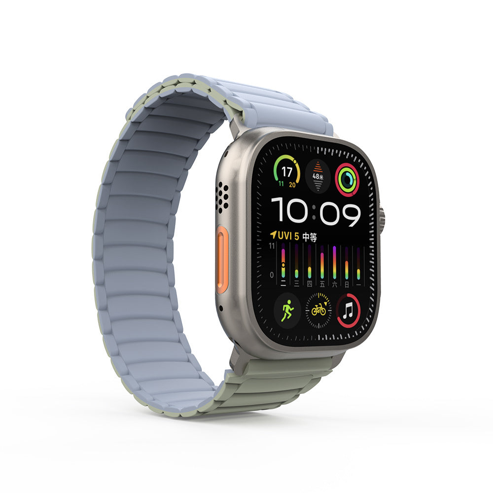 Apple Watch Ultra 49mm Zore KRD-122 Silikon Kordon Strap Kayış Siyah-Yeşil