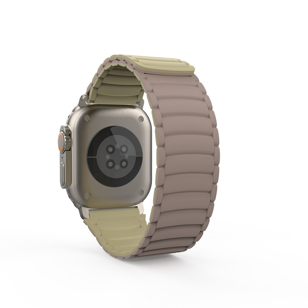 Apple Watch Ultra 49mm Zore KRD-122 Silikon Kordon Strap Kayış Kahverengi-Krem
