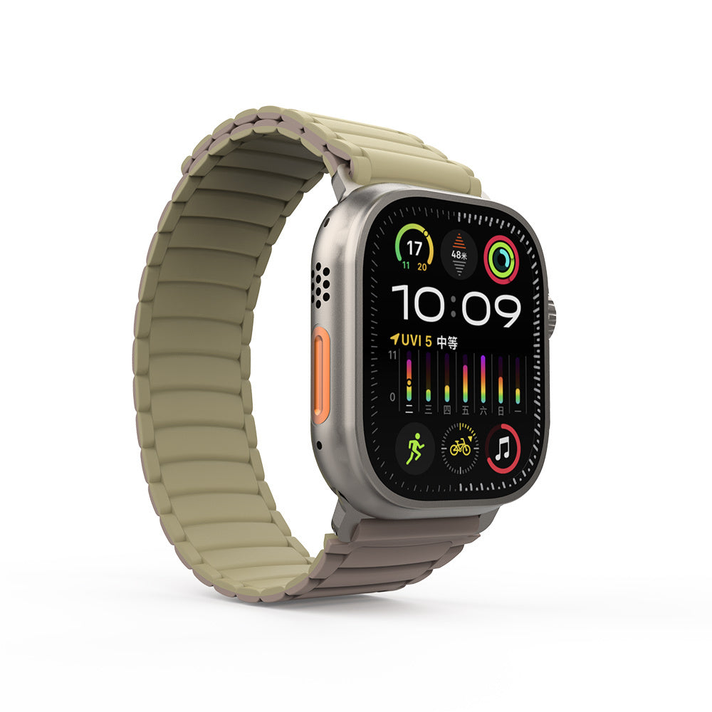 Apple Watch Ultra 49mm Zore KRD-122 Silikon Kordon Strap Kayış Siyah-Yeşil