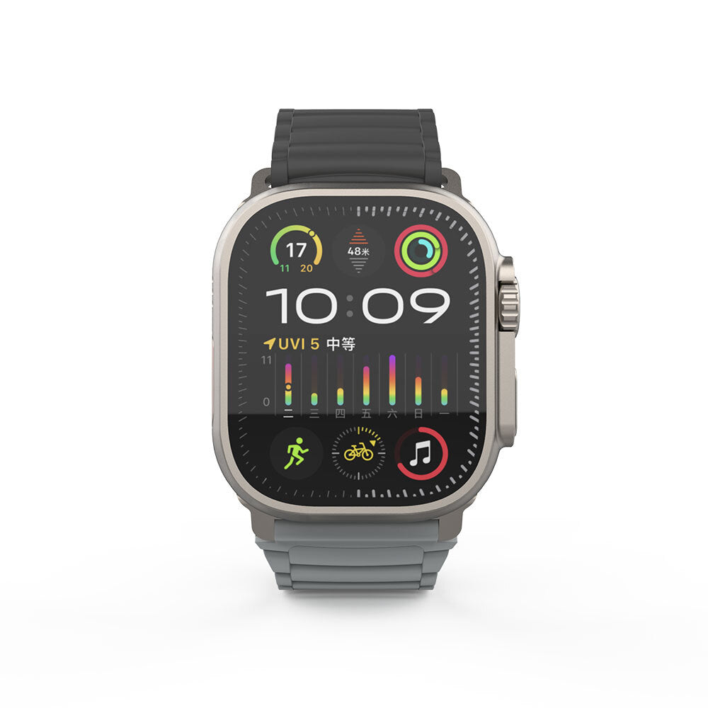 Apple Watch Ultra 49mm Zore KRD-122 Silikon Kordon Strap Kayış Siyah-Yeşil