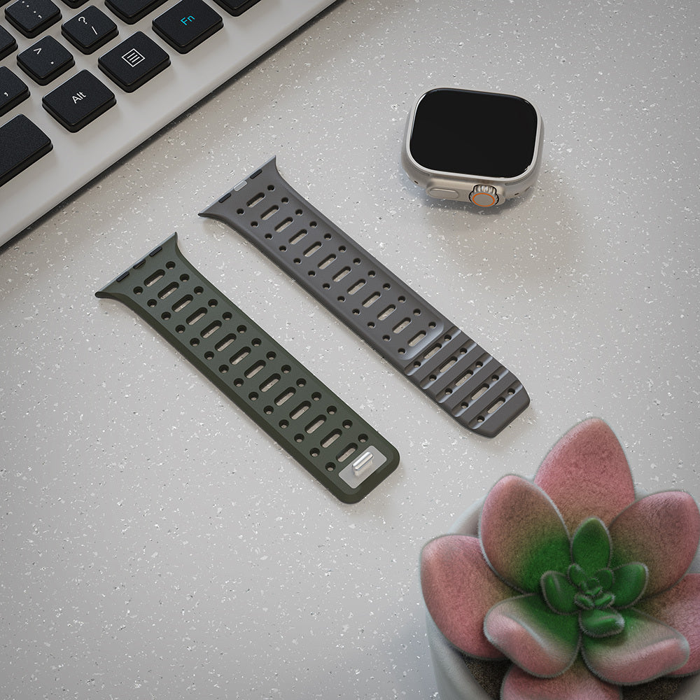 Apple Watch Ultra 49mm Zore KRD-124 Silikon Kordon Strap Kayış Siyah-Turuncu