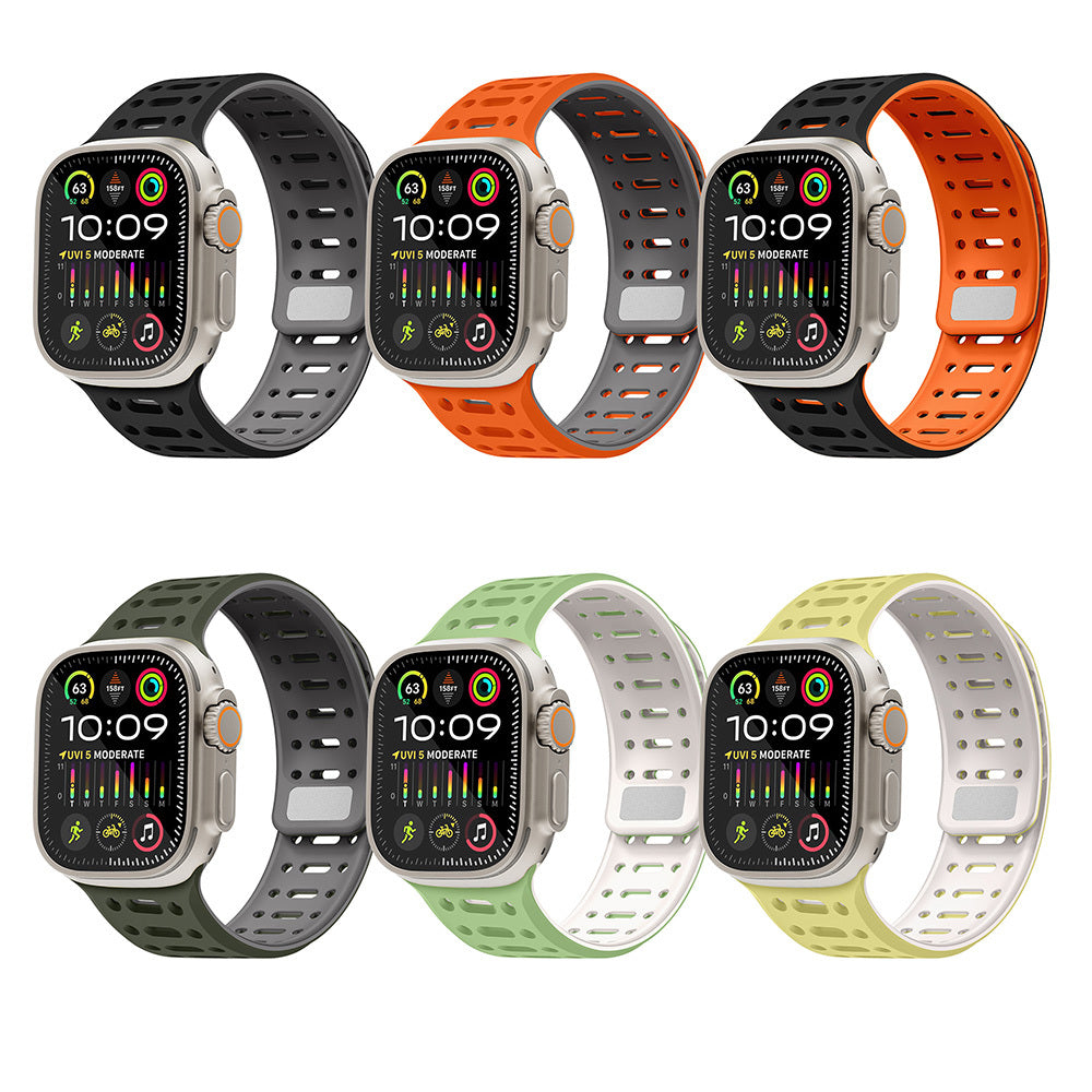 Apple Watch Ultra 49mm Zore KRD-124 Silikon Kordon Strap Kayış Koyu Yeşil-Gri
