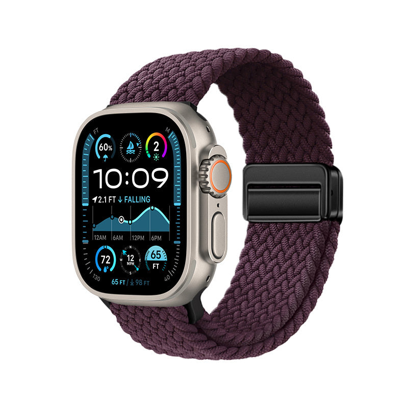 Apple Watch Ultra 49mm Zore KRD-134 Örgü Tasarımlı Hasır Kordon Strap Kayış Lila