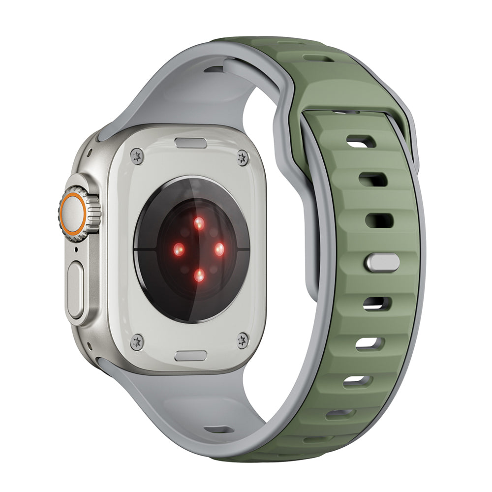 Apple Watch Ultra 49mm Zore KRD-135 Silikon Kordon Strap Kayış Açık Yeşil-Gri