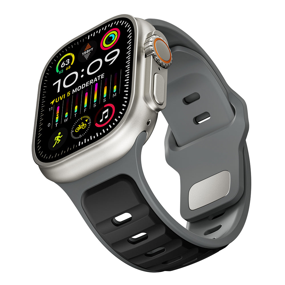 Apple Watch Ultra 49mm Zore KRD-135 Silikon Kordon Strap Kayış Gri-Siyah