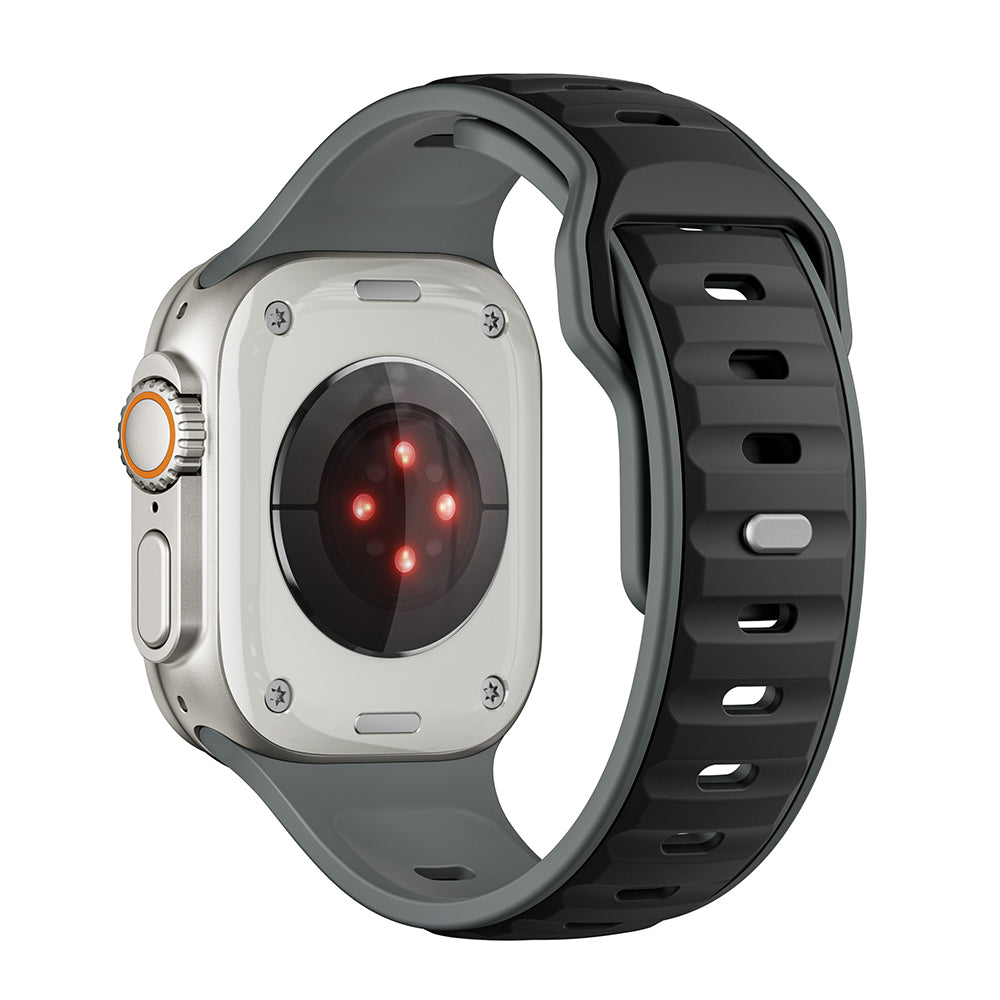 Apple Watch Ultra 49mm Zore KRD-135 Silikon Kordon Strap Kayış Gri-Siyah