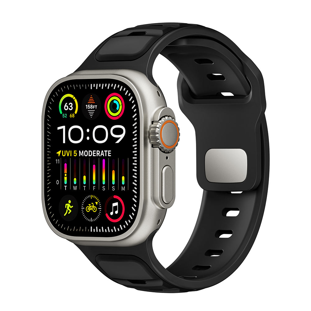 Apple Watch Ultra 49mm Zore KRD-135 Silikon Kordon Strap Kayış Siyah