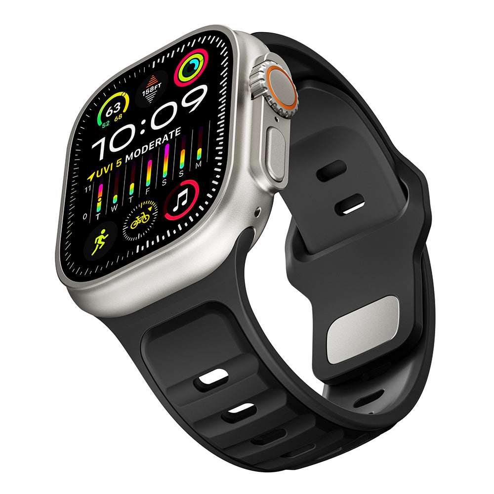 Apple Watch Ultra 49mm Zore KRD-135 Silikon Kordon Strap Kayış Siyah