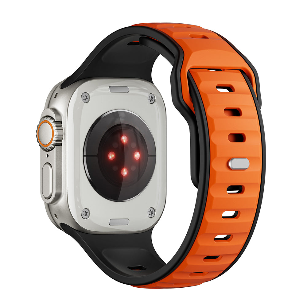 Apple Watch Ultra 49mm Zore KRD-135 Silikon Kordon Strap Kayış Siyah-Turuncu