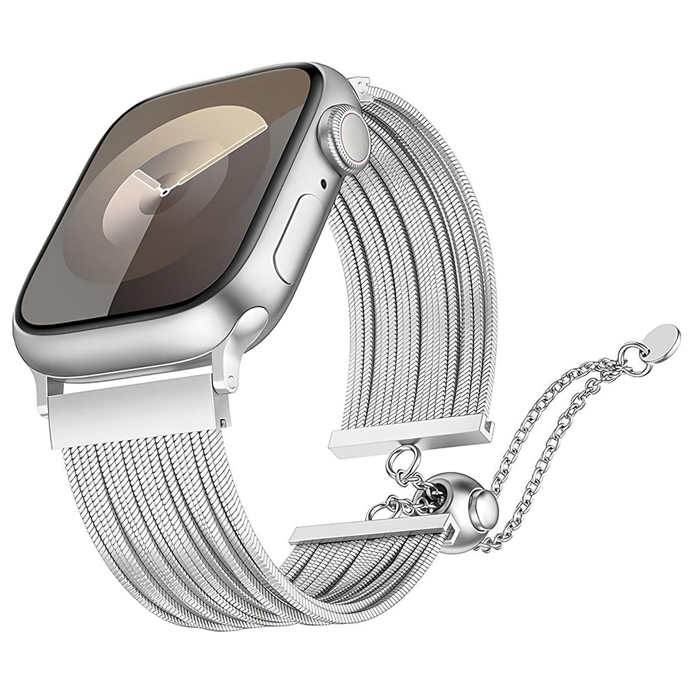 Apple Watch Ultra 49mm Zore KRD-137 Metal Hasır Kordon Gümüş