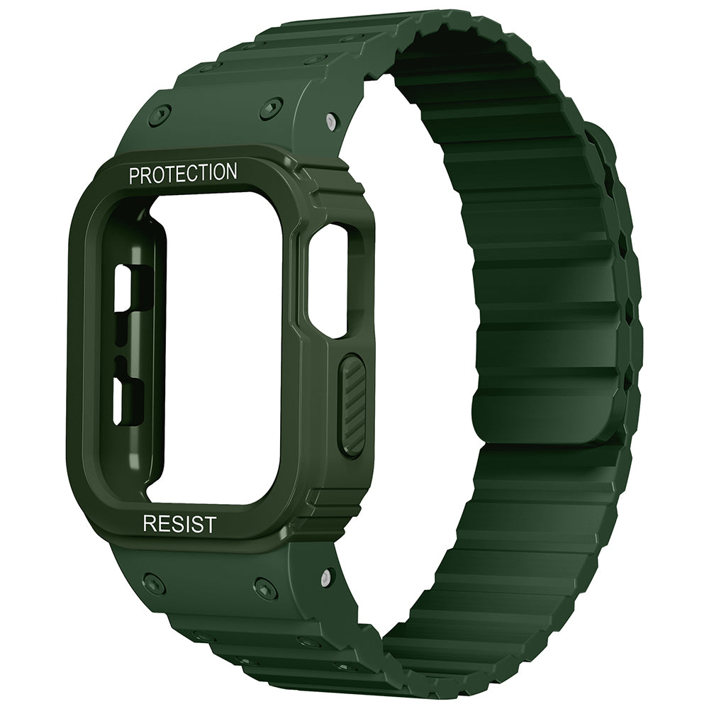Apple Watch Ultra 49mm Zore KRD-142 Airbag Tasarımlı Kasa Koruyuculu Silikon Kordon Yeşil