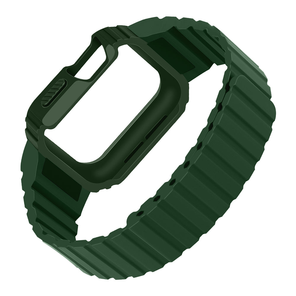 Apple Watch Ultra 49mm Zore KRD-142 Airbag Tasarımlı Kasa Koruyuculu Silikon Kordon Midnight Blue