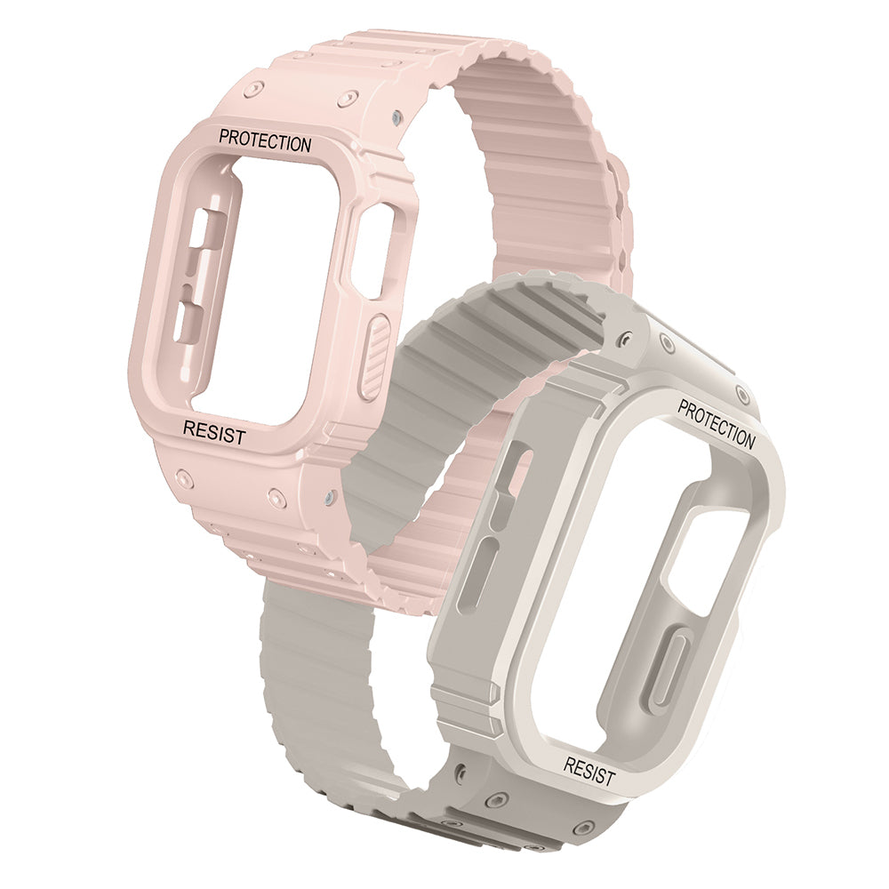 Apple Watch Ultra 49mm Zore KRD-142 Airbag Tasarımlı Kasa Koruyuculu Silikon Kordon Yeşil