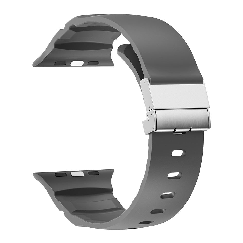 Apple Watch Ultra 49mm Zore KRD-145 Metal Tokalı Silikon Kordon Siyah