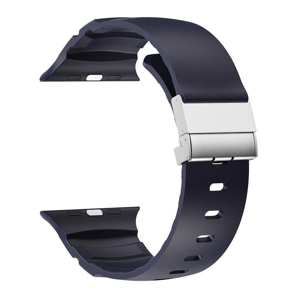 Apple Watch Ultra 49mm Zore KRD-145 Metal Tokalı Silikon Kordon Siyah