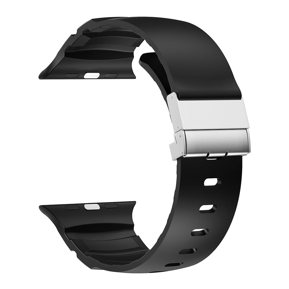 Apple Watch Ultra 49mm Zore KRD-145 Metal Tokalı Silikon Kordon Siyah