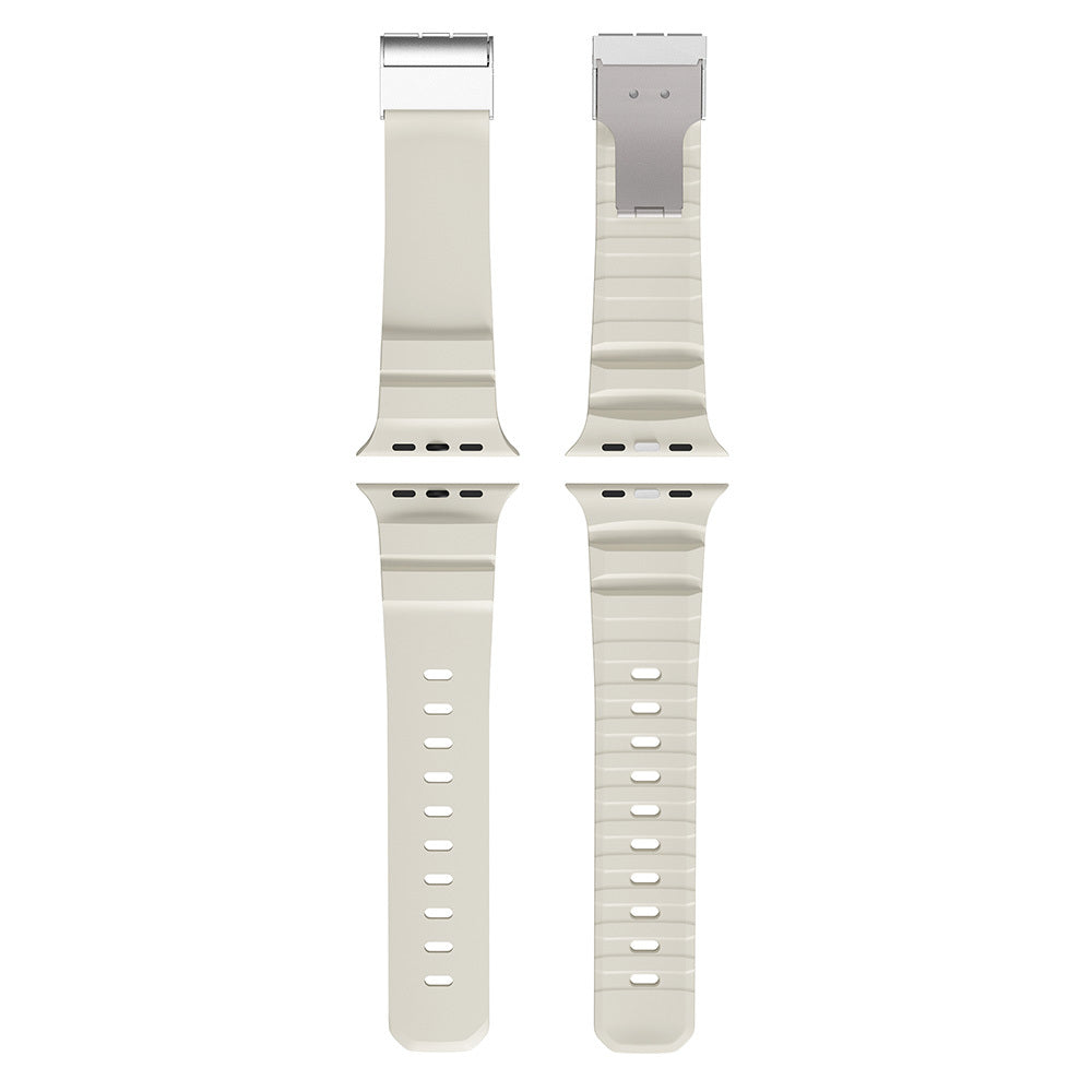 Apple Watch Ultra 49mm Zore KRD-145 Metal Tokalı Silikon Kordon Siyah