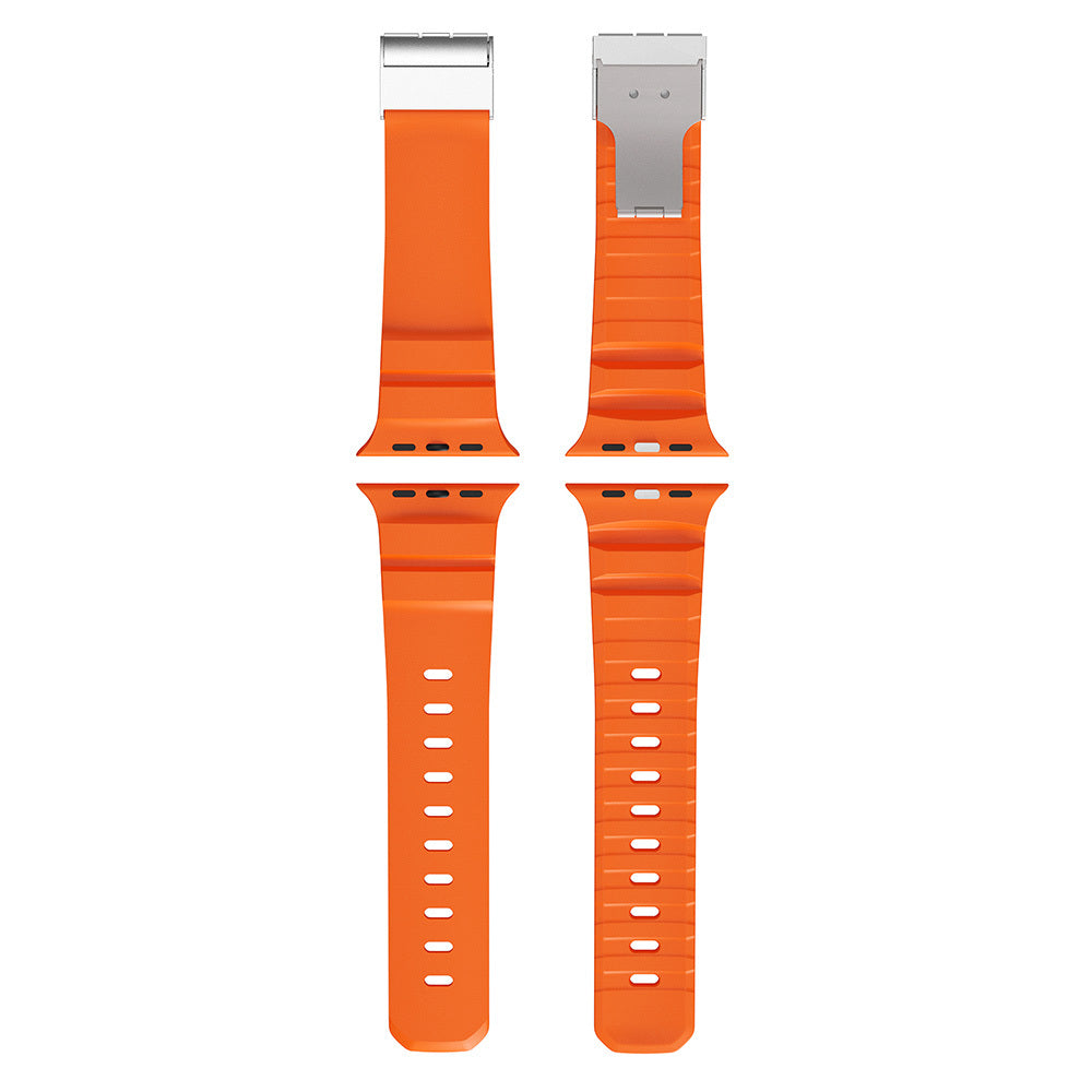 Apple Watch Ultra 49mm Zore KRD-145 Metal Tokalı Silikon Kordon Siyah