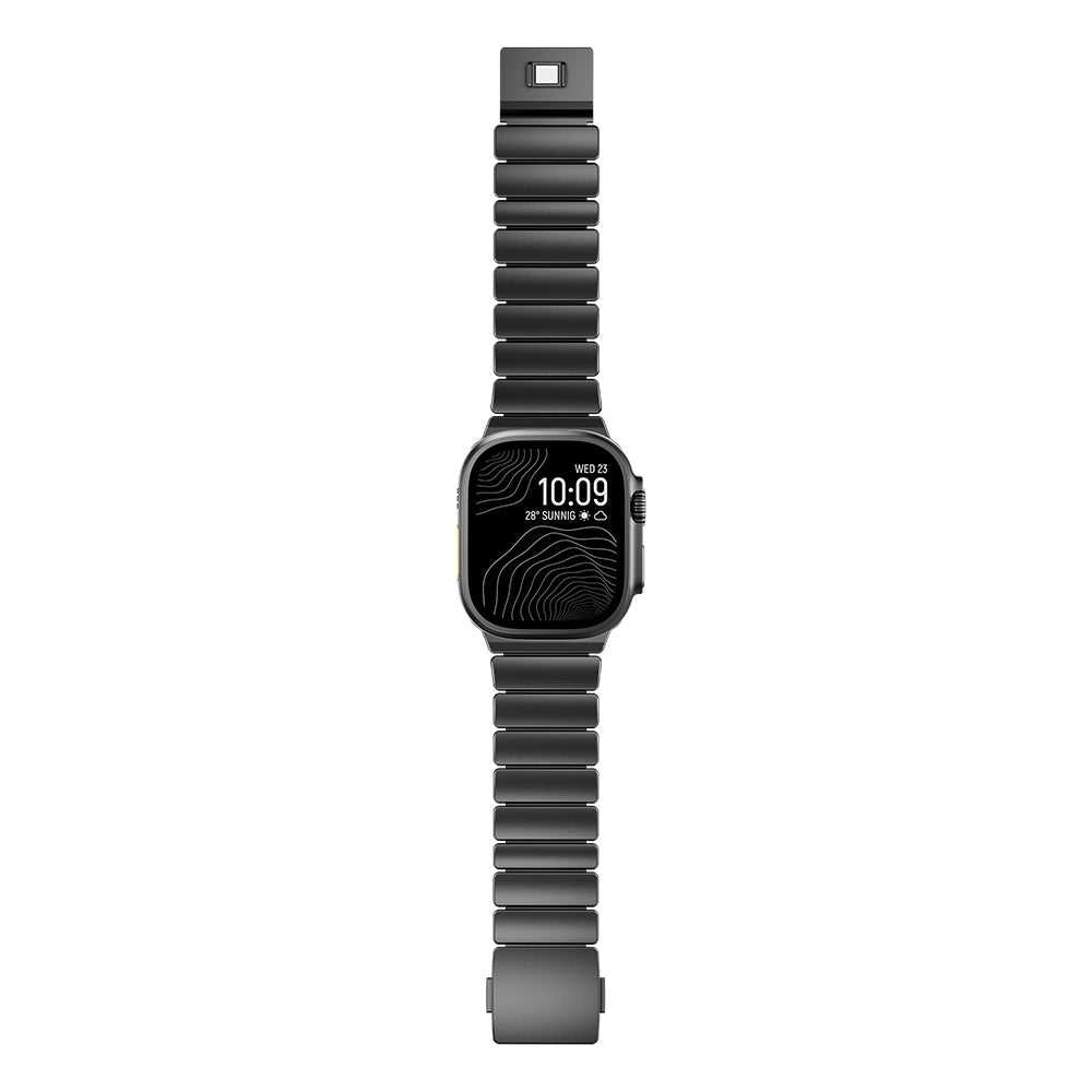 Apple Watch Ultra 49mm Zore KRD-149 Metal Silikon Kordon Gümüş-Turuncu