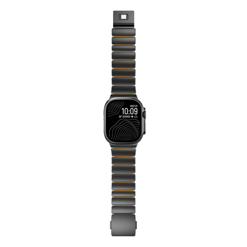 Apple Watch Ultra 49mm Zore KRD-149 Metal Silikon Kordon Gümüş-Turuncu