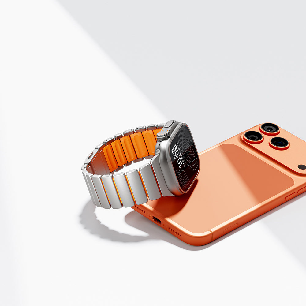 Apple Watch Ultra 49mm Zore KRD-149 Metal Silikon Kordon Gümüş-Siyah