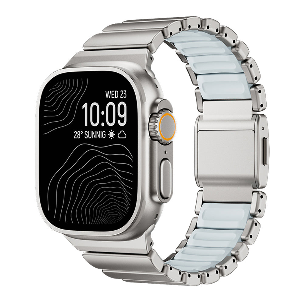 Apple Watch Ultra 49mm KRD-151 Metal Silikon Kordon Siyah-Mavi