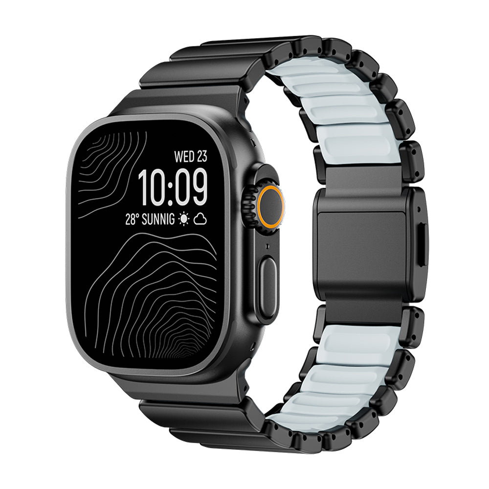 Apple Watch Ultra 49mm KRD-151 Metal Silikon Kordon Siyah-Mavi