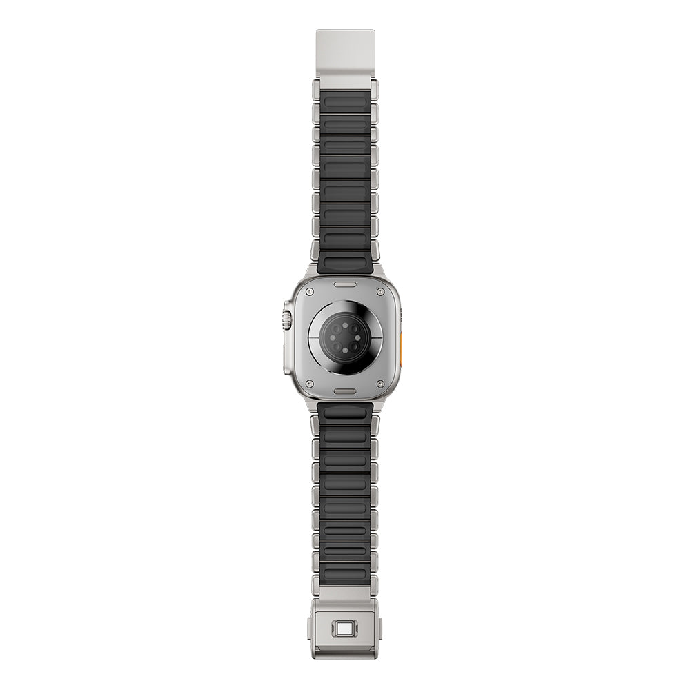Apple Watch Ultra 49mm Zore KRD-152 Titanyum Silikon Kordon Gri-Turuncu