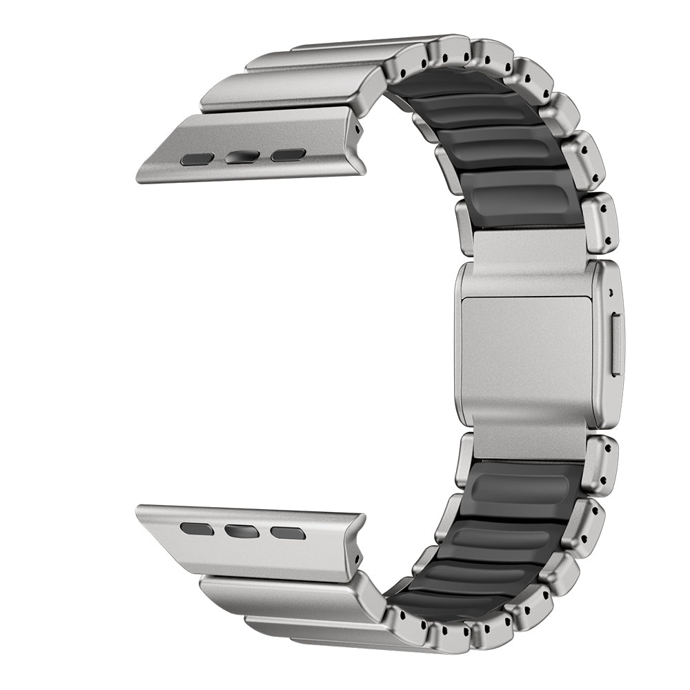 Apple Watch Ultra 49mm Zore KRD-152 Titanyum Silikon Kordon Gri-Turuncu