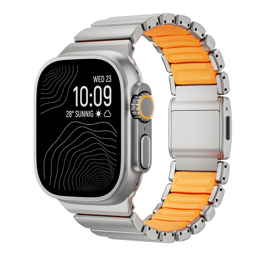 Apple Watch Ultra 49mm Zore KRD-152 Titanyum Silikon Kordon Siyah-Yeşil