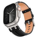 Apple Watch Ultra 49mm KRD-153 Kot Kumaş Tasarımlı Kordon Gümüş-Siyah