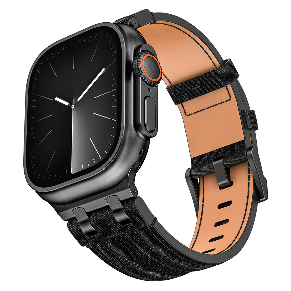 Apple Watch Ultra 49mm KRD-153 Kot Kumaş Tasarımlı Kordon Siyah
