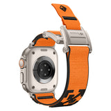 Apple Watch Ultra 49mm KRD-154 Naylon Kumaş Hasır Örgülü Kordon Gri-Turuncu