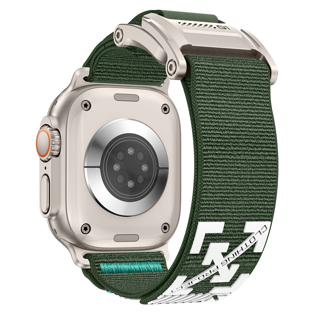 Apple Watch Ultra 49mm KRD-154 Naylon Kumaş Hasır Örgülü Kordon Gri-Yeşil