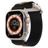 Apple Watch Ultra 49mm KRD-154 Naylon Kumaş Hasır Örgülü Kordon Gri-Siyah