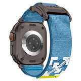 Apple Watch Ultra 49mm KRD-154 Naylon Kumaş Hasır Örgülü Kordon Siyah-Mavi