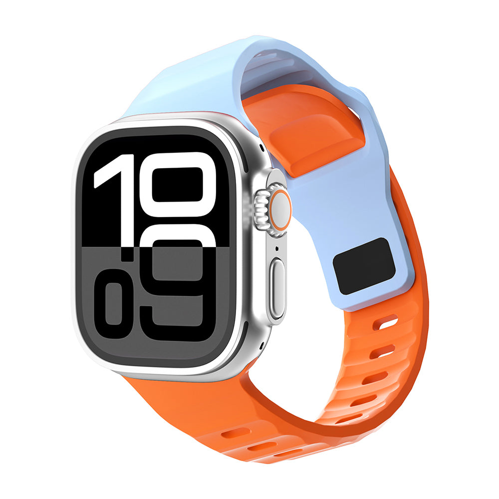 Apple Watch Ultra 49mm Zore KRD-160 Silikon Kordon Strap Kayış Mavi-Turuncu