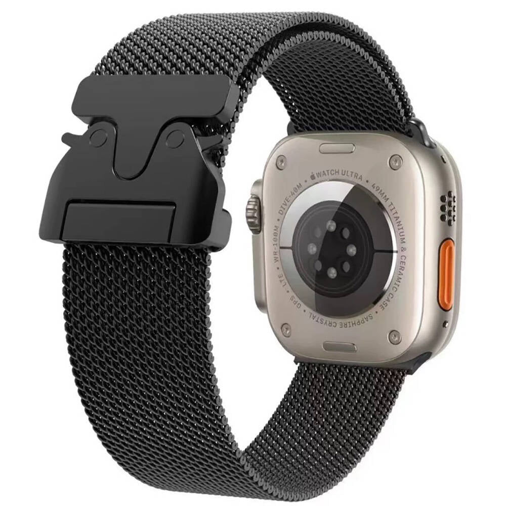 Apple Watch Ultra 49mm Zore KRD-25 Metal Hasır Kordon Gri