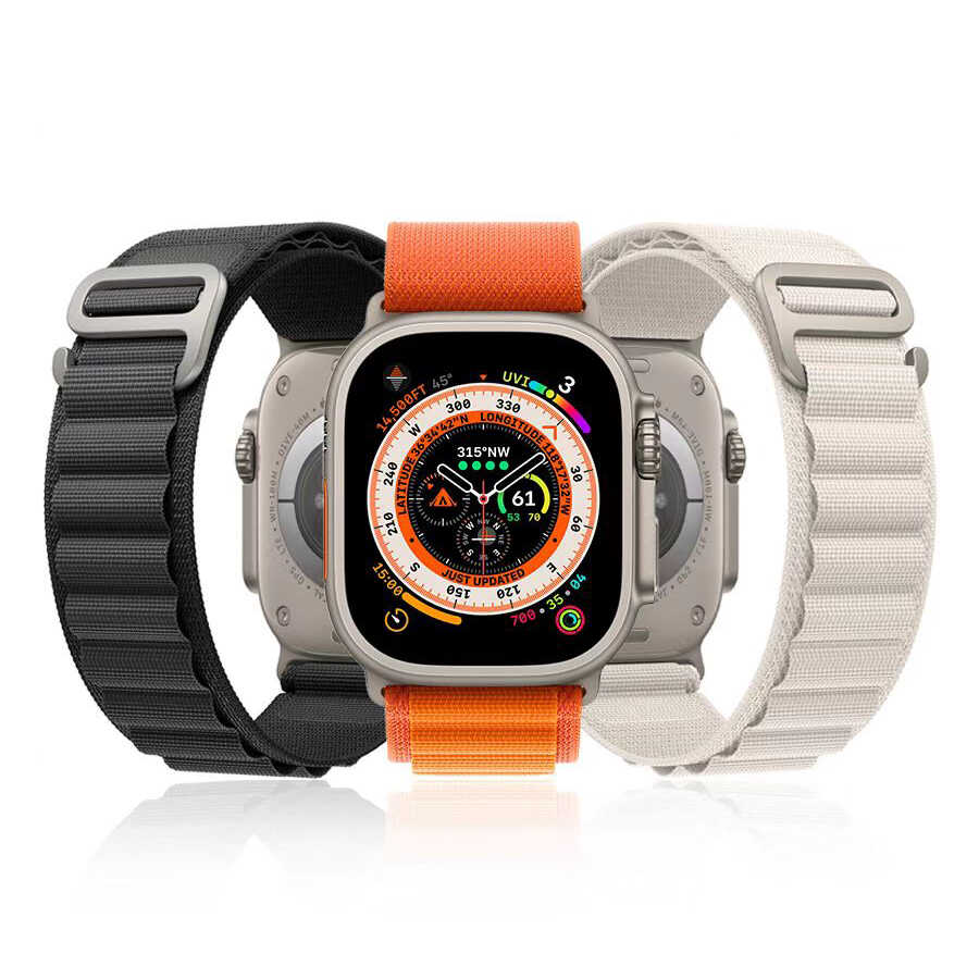 Apple Watch Ultra 49mm Zore KRD-74 Hasır Kordon Siyah-Füme