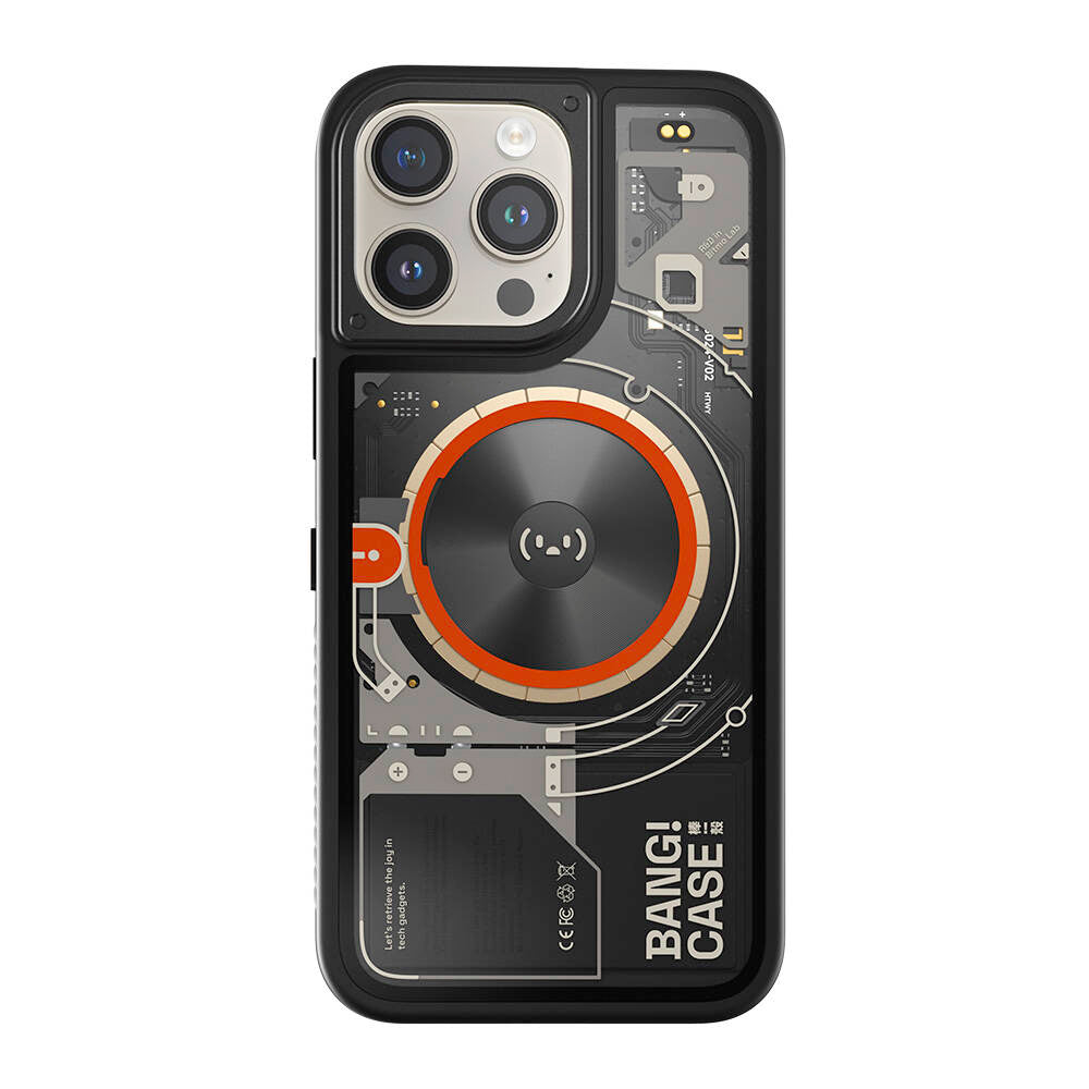 iPhone 15 Pro Kılıf Özelleştirilebilir 3 Fonksiyonlu Bluetooth Bağlantılı Bitmo Lab Bangcase Akıllı M-safe Kapak Siyah