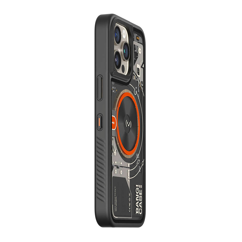 iPhone 15 Pro Kılıf Özelleştirilebilir 3 Fonksiyonlu Bluetooth Bağlantılı Bitmo Lab Bangcase Akıllı M-safe Kapak Siyah