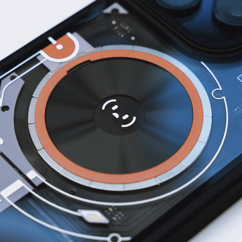 iPhone 15 Pro Kılıf Özelleştirilebilir 3 Fonksiyonlu Bluetooth Bağlantılı Bitmo Lab Bangcase Akıllı M-safe Kapak Siyah