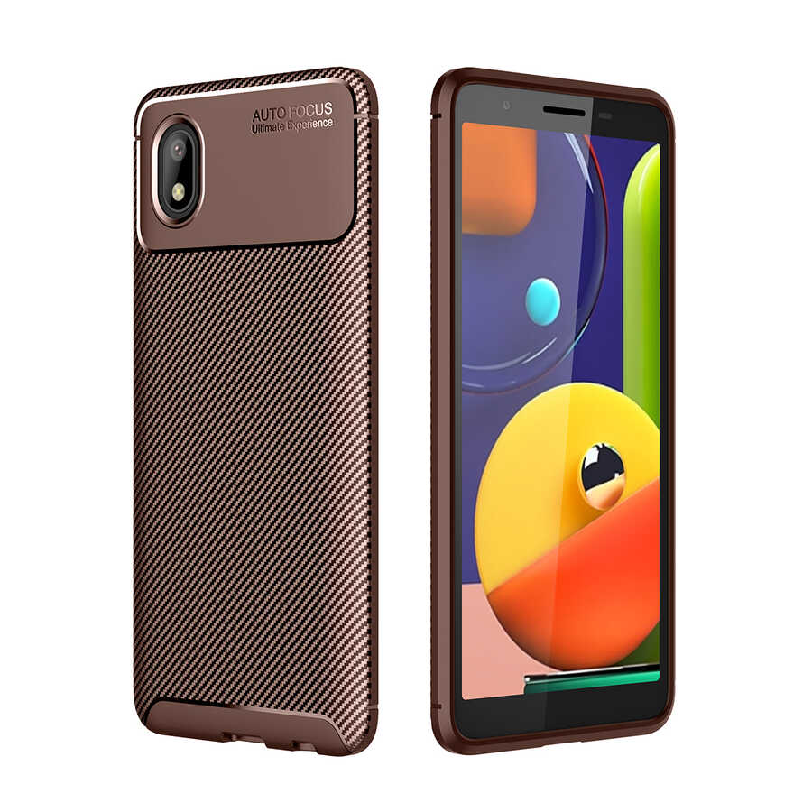 Galaxy A01 Core Kılıf Zore Negro Silikon Kapak Kahverengi