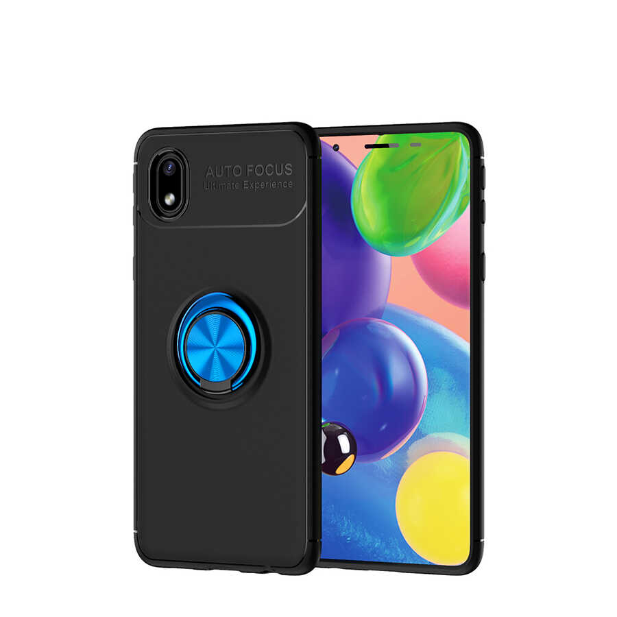 Galaxy A01 Core Kılıf Zore Ravel Silikon Kapak Siyah-Rose Gold