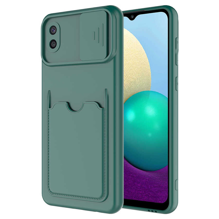 Galaxy A02 Kılıf Zore Kartix Kapak Koyu Yeşil