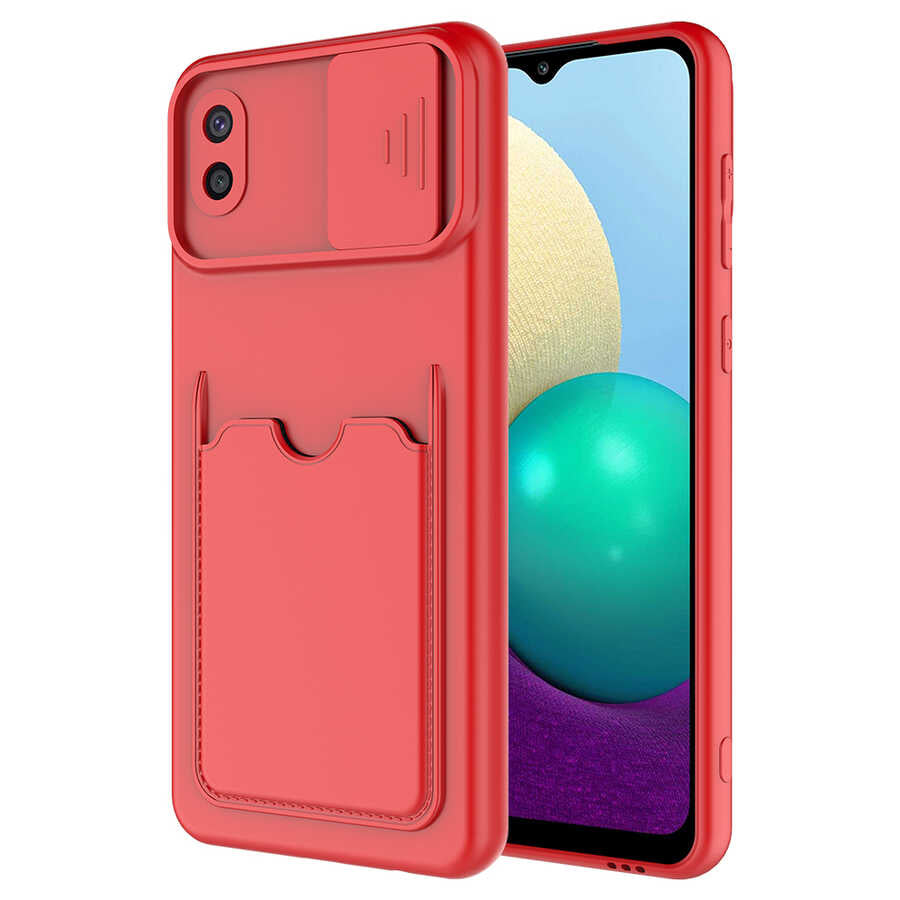 Galaxy A02 Kılıf Zore Kartix Kapak Kırmızı