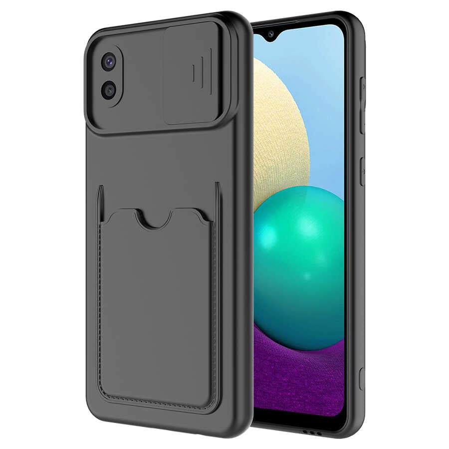 Galaxy A02 Kılıf Zore Kartix Kapak Siyah